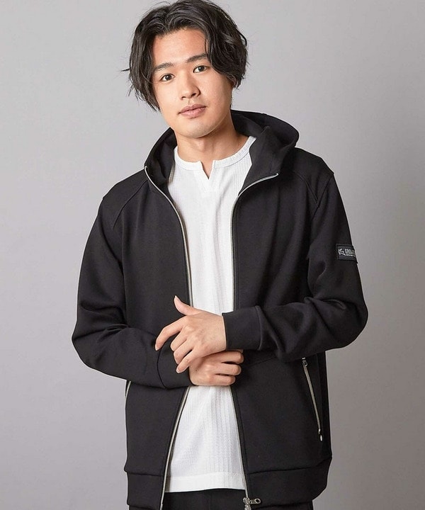 BLACK lab.】シャドーチェックロゴフーディー | ブラックレーベル