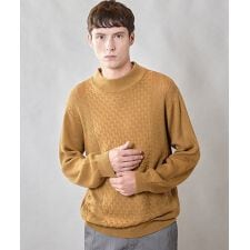 【ウォッシャブル素材】モックネックハイゲージ ウール混ニット