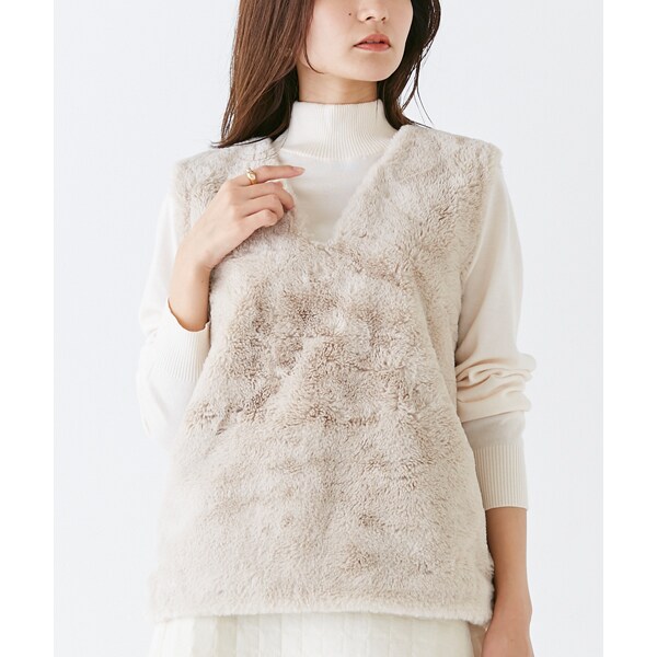 ◇新作入荷◇[M/L/LL/3L]フェイクファーベスト | インシード
