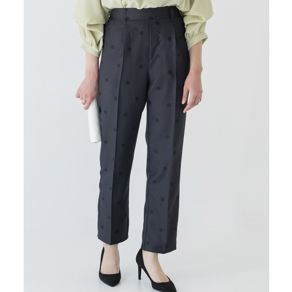 INED　ハイウエストドットパンツ INCEDE スラックス パンツ ツイルクロスドットパンツ レディース