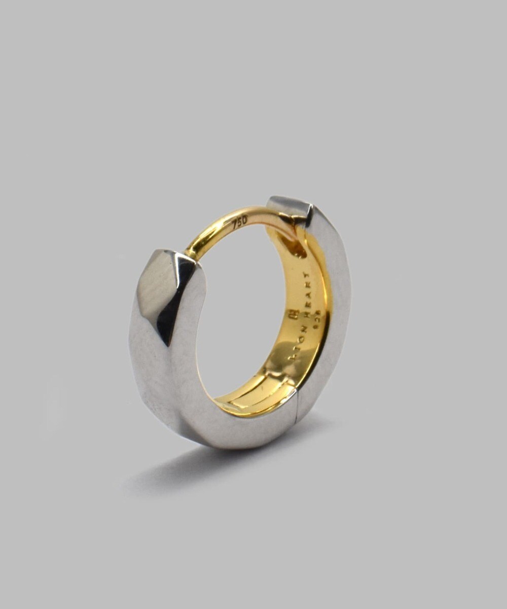 新品 ライオンハート タタキ仕上げ フープ ピアス 内側ゴールド