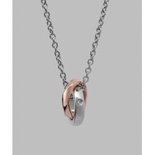 【限定展開】LH-1 ウェーブダブルリングネックレス/ピンク/サージカルステンレス金属アレルギー対応