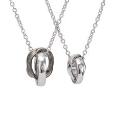 LH“for Gift”ウェーブダブルリングペアネックレス/シルバー925