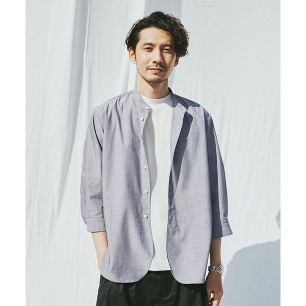 FLOW LINEN SORONA バンドカラーシャツ ７分袖 | ナノユニバース(NANO universe) | マルイウェブチャネル