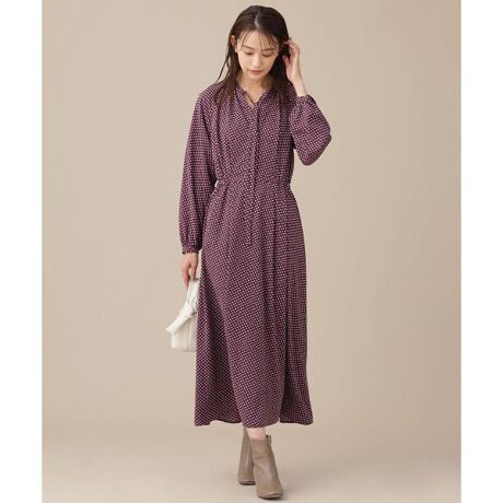 幾何学ドット柄リボンタイワンピース 長袖 ナノユニバース Nano Universe ファッション通販 マルイウェブチャネル