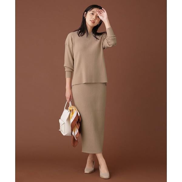 WEB限定／リブニットスカートセットアップ 長袖