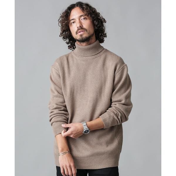 カシミヤMIXタートルネックニット