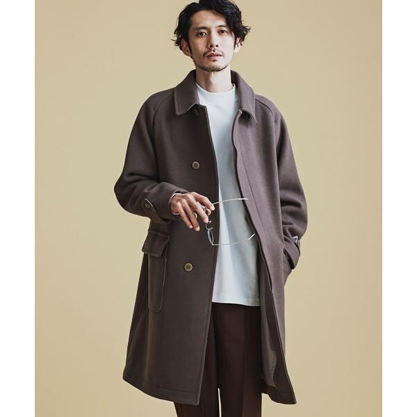 SUPER140'Sメルトンラグランステンカラーコート | ナノユニバース(NANO
