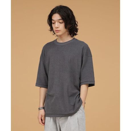LB.03／リネン混パイル配色ステッチクルーネックTシャツ | ナノ 