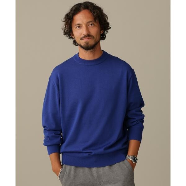 ナノユニバース ウール　100% ニット　クルーネック　カーディガン 100%ウォッシャブルウール」クルーネック ロングTシャツ | NANO