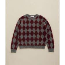 アーガイルモヘヤニットプルオーバー／オーバーサイズ
