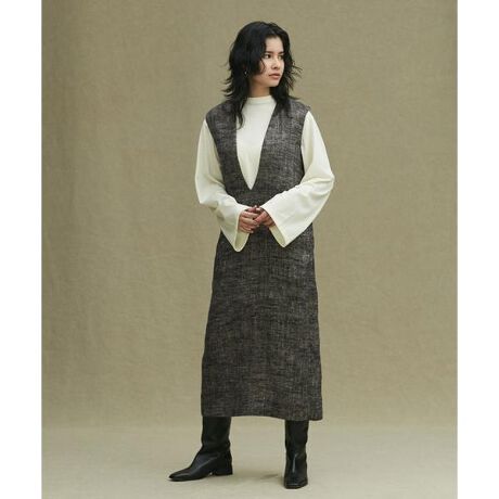 LB.02／起毛リネン Vネックワンピース ノースリーブ | ナノユニバース  