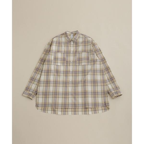 benine9◇ダブルワッシャーベーシックシャツ/L/コットン/NVY/無地