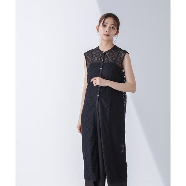 レースロングジレ×サロペットセット ナノユニーバース S 美品 レース ロングジレ × サロペット セット