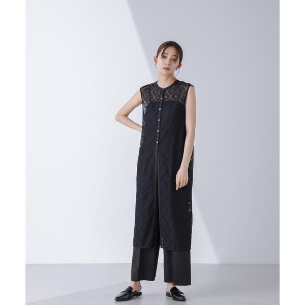 nano universe　レースロングジレ　サロペットセット レース ロングジレ × サロペット セット