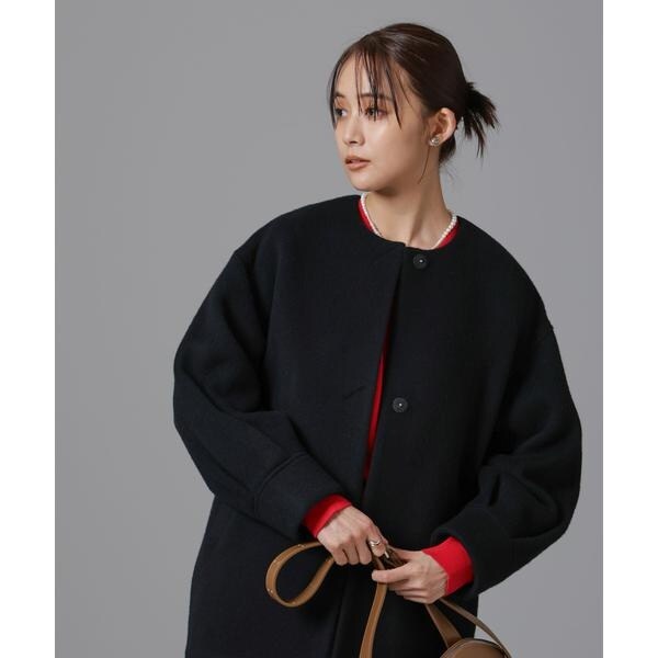 PECOLAMBウールカシミヤノーカラーミドル丈コート | ナノユニバース