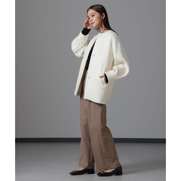 PECOLAMBウールカシミヤノーカラーミドル丈コート | ナノユニバース