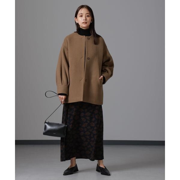 PECOLAMBウールカシミヤノーカラーミドル丈コート | ナノユニバース