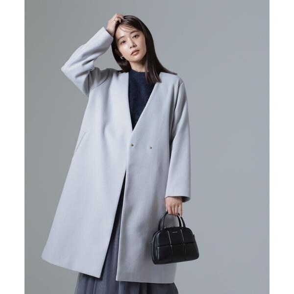 ナノユニバース ルミエールVネックノーカラーガウンコート イエナ  