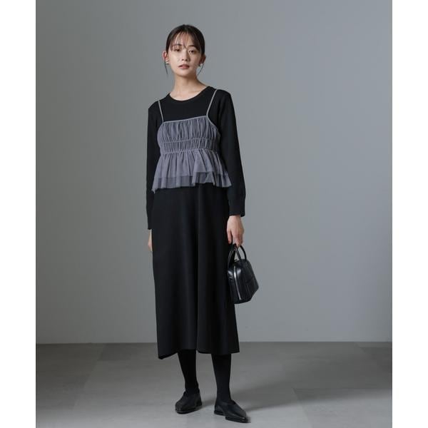 ストライプベロアギャザーワンピース | ナノユニバース(NANO universe