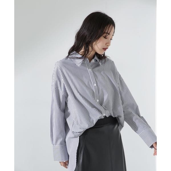 ナノユニバース シャツ セミワイドストライプクレリックシャツ | NANO