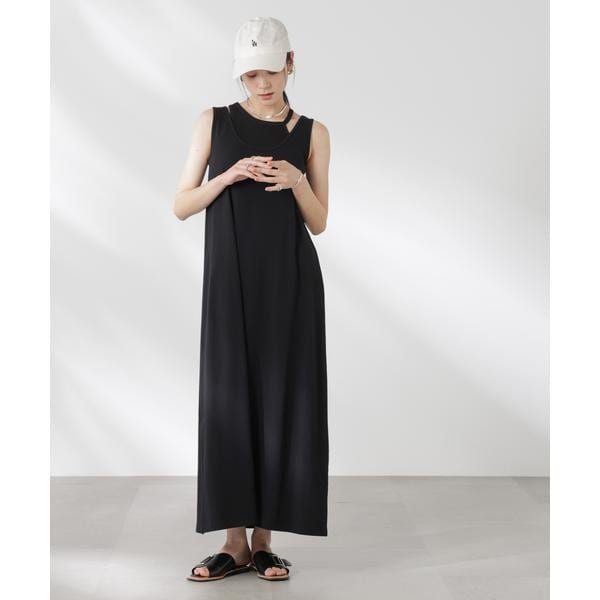 ナノユニバース　カップ付きアシメタンクレイヤードワンピース カップ付き アシメ タンク レイヤード ワンピース