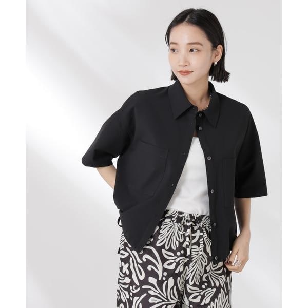 ブラウス シャツ ナイロンタッサークロップドシャツ（セットアップ可） レディース Amazon.co.jp: [ナノ・ユニバース] ナイロン タッサー