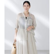 シアーストライプオーバーサイズロングシャツ(セットアップ可)