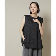 前後2wayブロードボタンデザインノースリーブブラウス