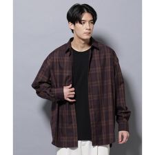 ナノユニバース(NANO universe)のビッグドレープチェックシャツ 長袖