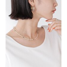 マットビーズ＆チェーン2連ネックレス