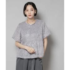 フリンジシフォンギャザーブラウス(セットアップ可)