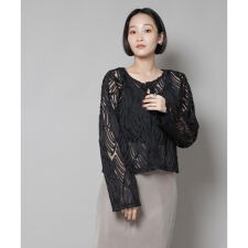 テープ刺繍チュール前後2wayカーディガン(セットアップ可)