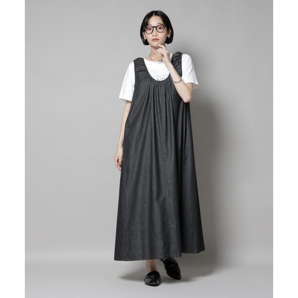 新品 ナノユニバース LB.03 ネックギャザーレース刺繍ワンピース 黒 2595538047.jpg?1748359017