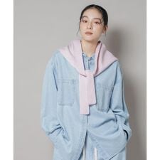 刺繍入りデニムワイドシャツ(セットアップ可)