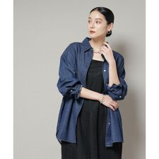 刺繍入りデニムワイドシャツ(セットアップ可)