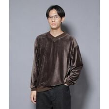 ベロアプルオーバー Vネックスウェット