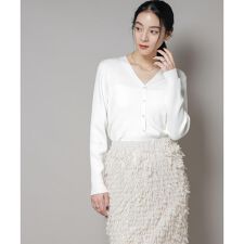 CICA&UVカット加工Vネックリブカーディガン