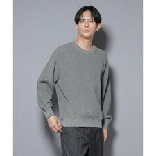 マーセライズコットン 畦クルーネックニット