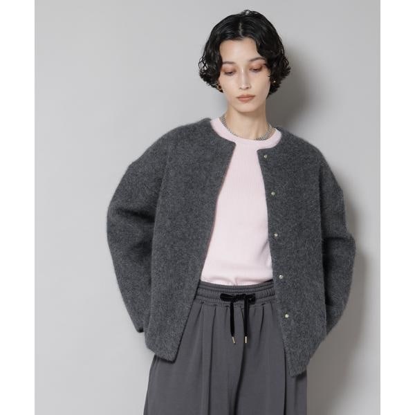 casa fline ラクーンミックスカーディガンコート セール】casa fline/ラクーンミックスカーディガンコート