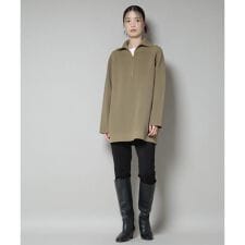 片畦ニットハーフジップミニワンピース