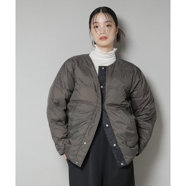 撥水加工ライトダウン リバーシブルノーカラージャケット | ナノ