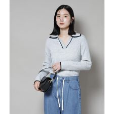 メランジスキッパーバイカラーニットプルオーバー(セットアップ可)