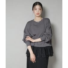 ナノユニバース(NANO universe)の裾レースコンビペプラムカットトップス