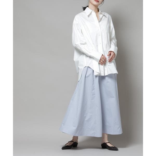 スローブイエナ　PEボイル切替ギャザースカート　　　　白　今季完売品⭐︎ スローブ イエナ SLOBE IENA 《追加》PEボイル切替ギャザー