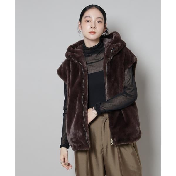 フェイクファーフードベスト | ナノユニバース(NANO universe