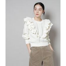 フリルケーブルニットプルオーバー