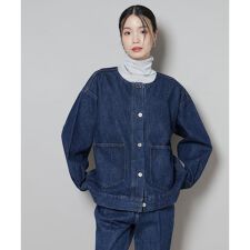 ノーカラーデニムジャケット