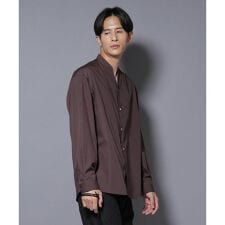 「大人のワイドシャツ」バンドカラー 長袖