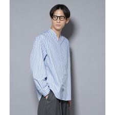 「大人のワイドシャツ」バンドカラー 長袖